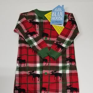 Holiday Moose On Plaid Baby Union Suit